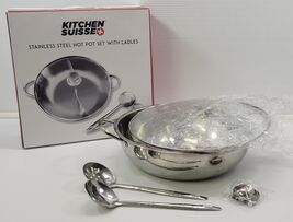 *D) Kitchen Suisse Stainless Steel Divided Hot Pot Set with Ladles 12.5" - $19.79
