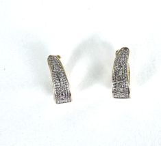 18K Yellow Gold over Solid 925 Sterling Silver Earrings Genuine Diamond Accents - £12.89 GBP