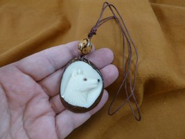 tne-wol-772b) white howling Wolf TAGUA NUT Necklace Carving Vegetable wild dogs - £17.86 GBP