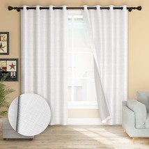 Grommet Curtains For Living Room, Primitive Linen Look Drapes With Thermal - £36.73 GBP