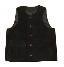 Suede Leather Berman Buckskin Men&#39;s BLACK 5 Button Vest Size Small NEW - £30.56 GBP