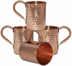 Moscow Mule Mugs Set of 4-16 Ounce with 4 Artisan Hand Crafted Wooden Coasters - £46.64 GBP
