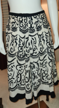 Carolyn Taylor Sz Large L Cotton A-Line Summer Skirt Black Beige Print - £6.25 GBP