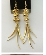 GOLD HANGING SPIKES DANGLE EARRINGS - £5.59 GBP