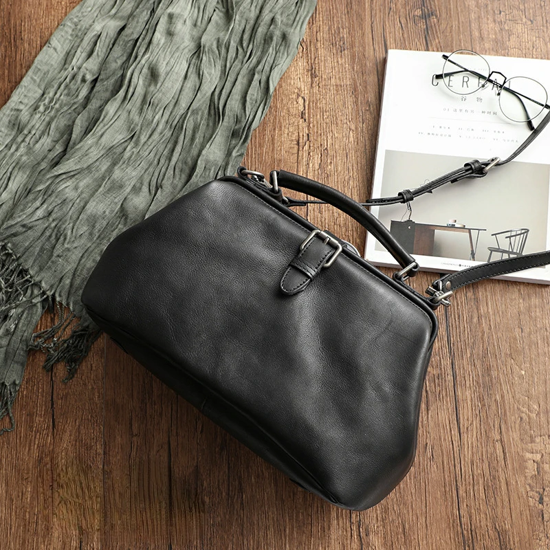  Top Quality  Leather Women Shoulder Bag Long Strap Doctor Bags Vintage Woman Ha - £103.58 GBP
