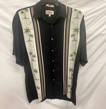 CAMPIA MODA Black with Palm Trees Tropical Button Down Shirt Large - $285.10 MXN
