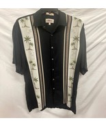 CAMPIA MODA Black with Palm Trees Tropical Button Down Shirt Large - $283.92 MXN