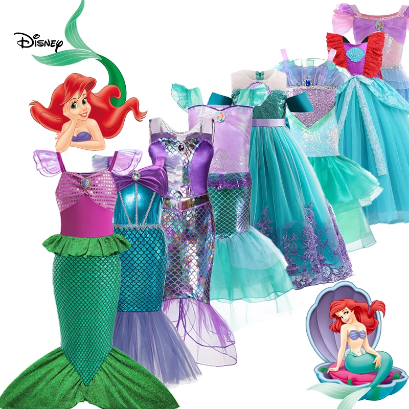 Play  Girls Little Mermaid Ariel Charm Princess Dresses CosPlay Play Costume Car - £23.12 GBP