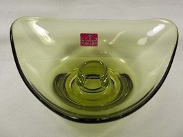 Viking Glass Early Epic Olive Green Bon Bon Triangle Taper Candle Holder... - $36.00