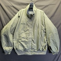 Columbia Fleece Lined Jacket Sz Large Beige Mens Gray Full Zip Winter Coat WARM - £34.80 GBP