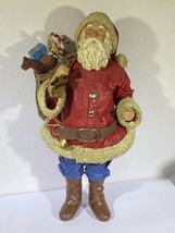 Beautiful 10” Fabric Santa Red and Brown with horn and gifts - $18.70