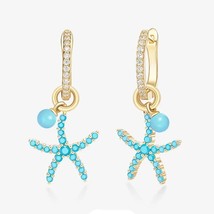 High Quality 925 Sterling Silver Cute Starfish Earrings Micro Cubic Zirc... - £41.02 GBP