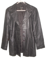 VTG 90&#39;s minimalist Distressed Leather Coat Black Size L Blazer Jacket 3... - $58.41