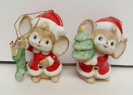 Vintage HOMCO Signed Numbered Mice Mouse Holiday Christmas Ornaments Ceramic - £23.86 GBP