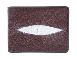 Genuine Stingray Skin Leather Bifold 2 eyes Wallet for Men : Brown - $55.99
