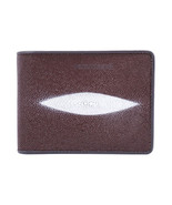 Genuine Stingray Skin Leather Bifold 2 eyes Wallet for Men : Brown - $55.99