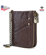Men&#39;s Genuine Leather RFID Wallet - Short Zipper Coin Purse &amp; Card Holder - $42.99