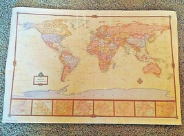 World map colored 34&quot; x 22&quot; - £12.05 GBP