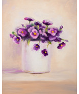 Pintura con flores al óleo sobre tabla. Flores al óleo. Cuadro de flores. - $1,684.63 MXN