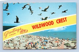 Doppio Vista Banner Greetings Wildwood Crest Nuovo Maglia Nj Unp Cromo Cartolina - £3.98 GBP