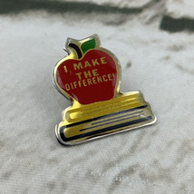 Teacher’s Lapel Pin “I Make The Difference” Apple On Books - £7.02 GBP