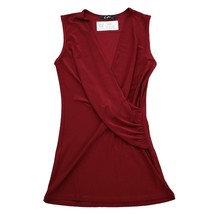 Lette Shirt Womens M Red Sleeveless Wrap Style VNeck Blouse Casual Top - £18.39 GBP