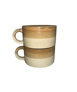 Vintage Stoneware Mugs Set of 2 Brown &amp; Tan Two-Tone Glazed Cups – Rusti... - $367.79 MXN