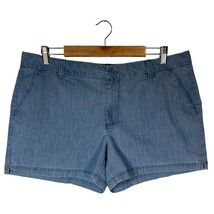 Magellan Shorts Womens 16 Outdoors Happy Camper Chambray Pockets Blue - $17.81