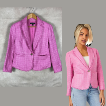 ANN TAYLOR The Newbury Pink Fringe Tweed Blazer Jacket Size 2 - £13.92 GBP