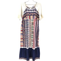 VTG 1970s Berkleigh Juniors Empire Waist Floral Plaid Prairie Maxi Dress... - $69.25