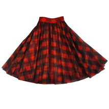Red Plaid Fluffy Tutu Skirt Outfit Women Custom Plus Size Tulle Midi Skirt
