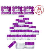 Beauticom (36 Pcs) 20G/20Ml Round Clear Plastic Refill Jars With Purple ... - $34.99