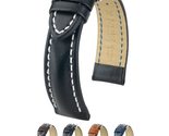 Hirsch Heavy Calf Leather Watch Strap - Black - L - 18mm - Shiny Silver ... - $78.95