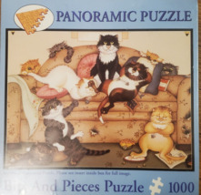 Brand New "RARE" 1000 pc. Panoramic Puzzle Bits & Pieces named Couch Kitties - $28.04