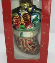 Christmas Ornament Montgomery Ward Stocking Blown Glass Mercury 6 Inch in Box - £7.49 GBP