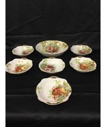 7 pcs.Vintage Gold Castle Hostess Fine China fruit  Plates serving Bowl ... - £36.50 GBP