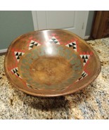 Buddy Morgan Hand Painted Art Wood Incised Bowl Navajo Native Signed - £94.66 GBP