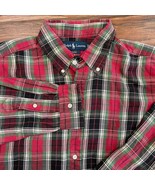 Polo Ralph Lauren Oxford Button Front Shirt Men&#39;s XL Plaid Red Green White - £14.52 GBP