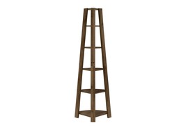 Contemporary Walnut 5-Tier 72&quot; Corner Bookshelf Bookcase Etagere - $2,665.32 MXN