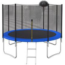 12 Ft Trampoline Outside Safety Net With Basketball Hoop - $284.31