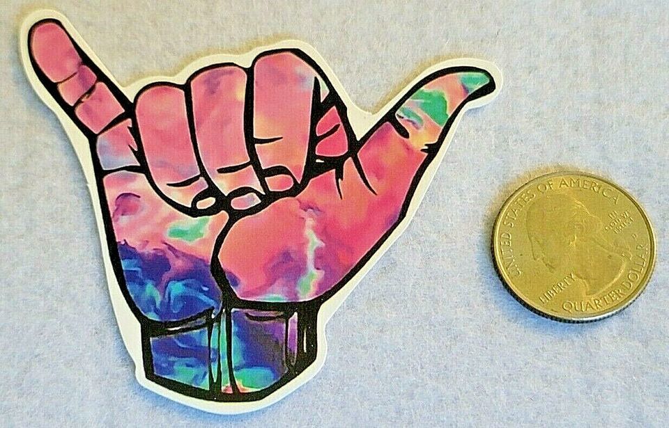 Primary image for Shaka Hand Sign Hang Loose Multicolor Sticker Decal Friendly Embellishment Great