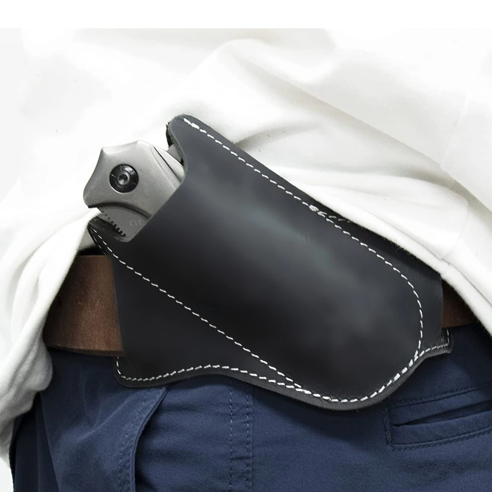 PU Leather Waist Bag Folding Flick Knife Waist Belt Clip Holder Pocket Camping - £10.60 GBP+
