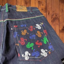 Vtg NWT Sz 36 Koman Denim Blue Jeans Shorts Embellished Pockets Y2K Hip Hop - £36.40 GBP