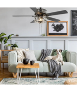 52&quot;W Hattie Antique Bronze Led Caged Ceiling Fan with Remote and crystal... - $247.38