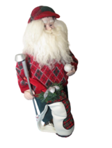 Santa Clause Golfer Figurine Sweather Golf Bag Free Standing 18&quot;T Holiday - £15.77 GBP