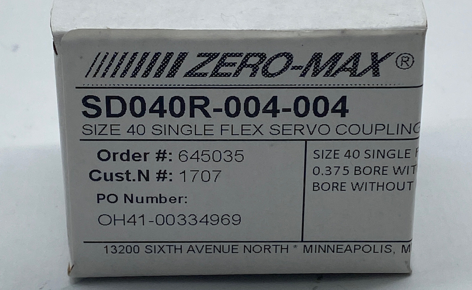 Zero-Max SD040R-004-004 Single Flex Servo Coupling, Size 40  0.375&quot; Bore  - $35.40