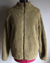 Pink Victoria&#39;s Secret Olive Green Full Zip Teddy Plush Sherpa Sweater Jacket ~S - £12.27 GBP