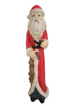 Vintage Tall Skinny Pencil Santa w/ Cigar Pipe &amp; 3 Bears Christmas Figurine 9.5 - £12.66 GBP