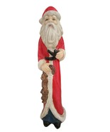 Vintage Tall Skinny Pencil Santa w/ Cigar Pipe &amp; 3 Bears Christmas Figur... - $15.85