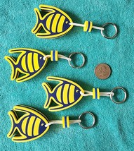 FOUR (4) - PERMIT - FISH SHAPED - FLOATING BUOY KEYCHAINS - FISHING-BOAT... - £4.62 GBP